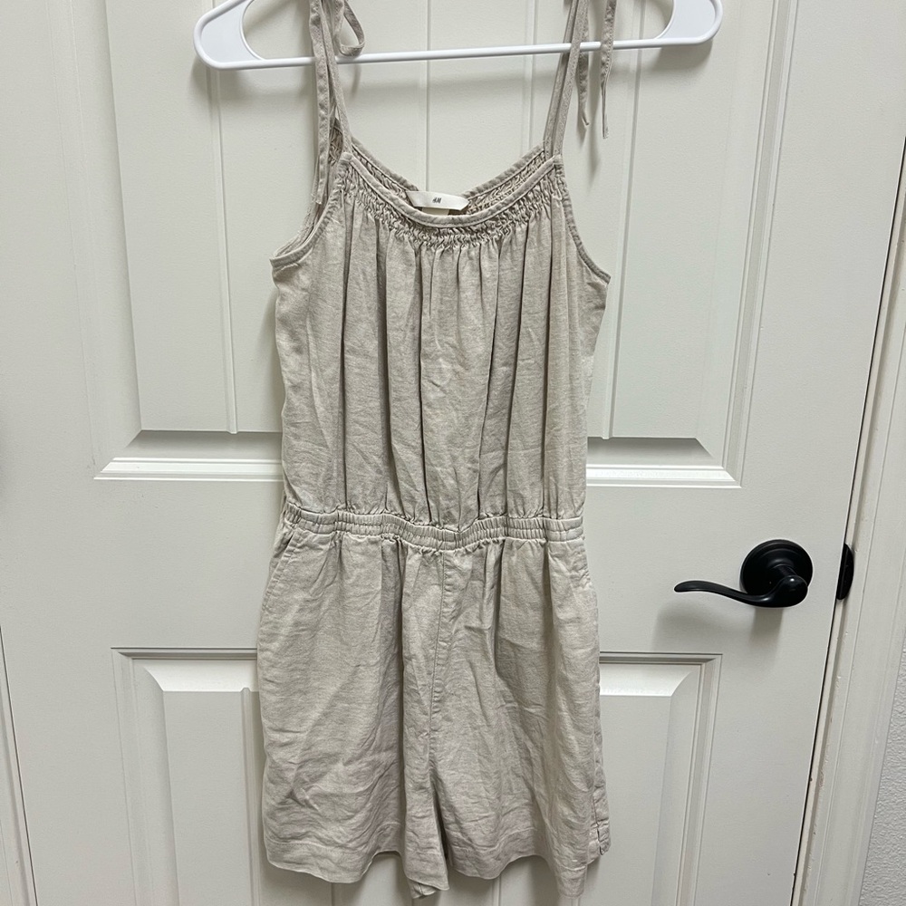 NWT- H&M Tan linen romper